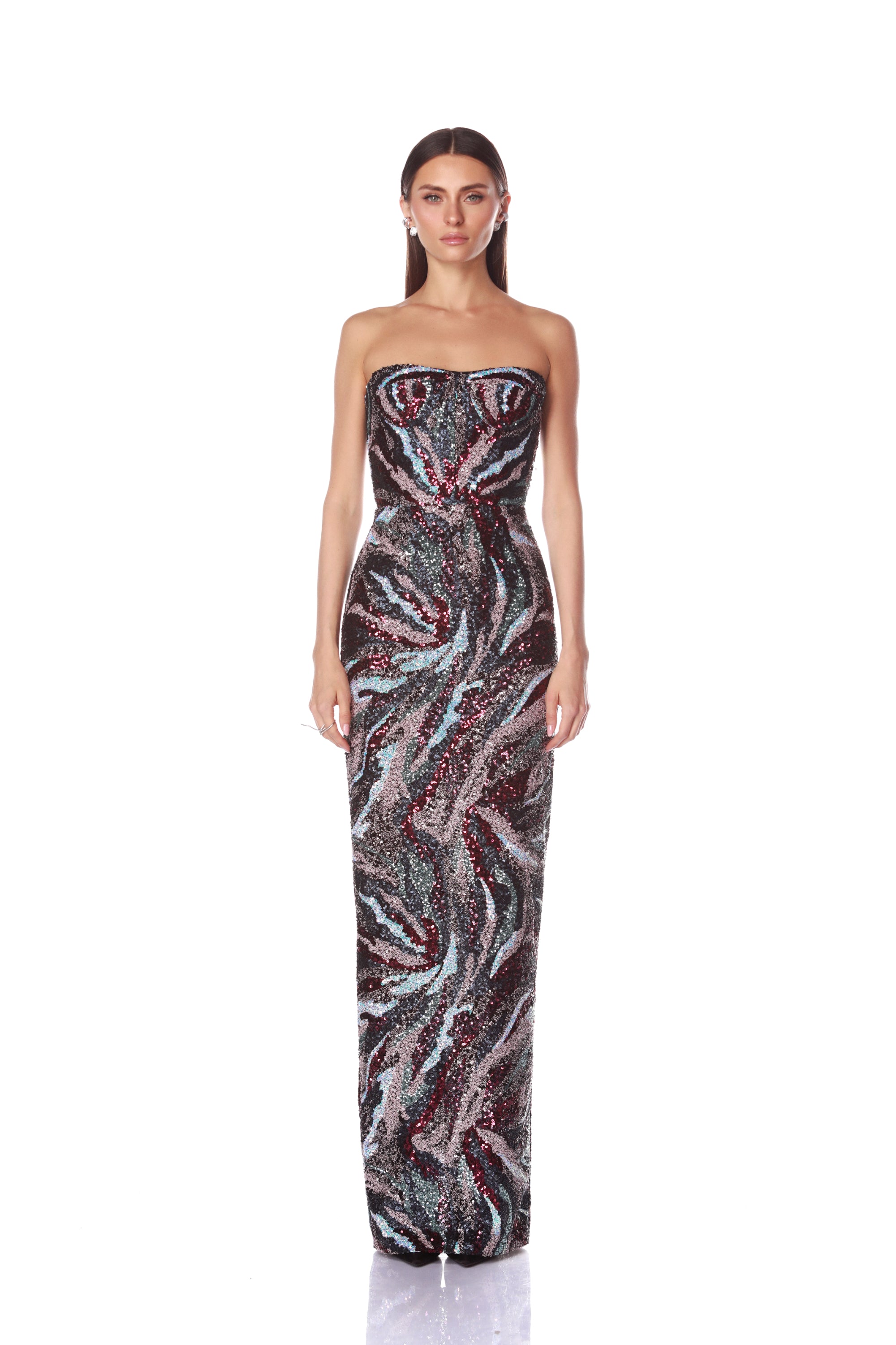 Dahlia Pink Multi Strapless Maxi Dress