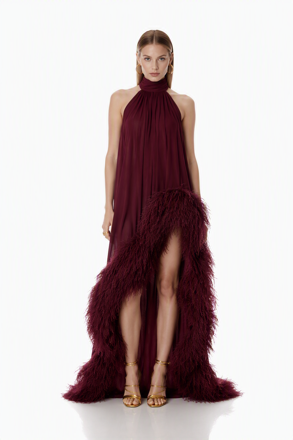 Madeline Halterneck Burgundy Gown