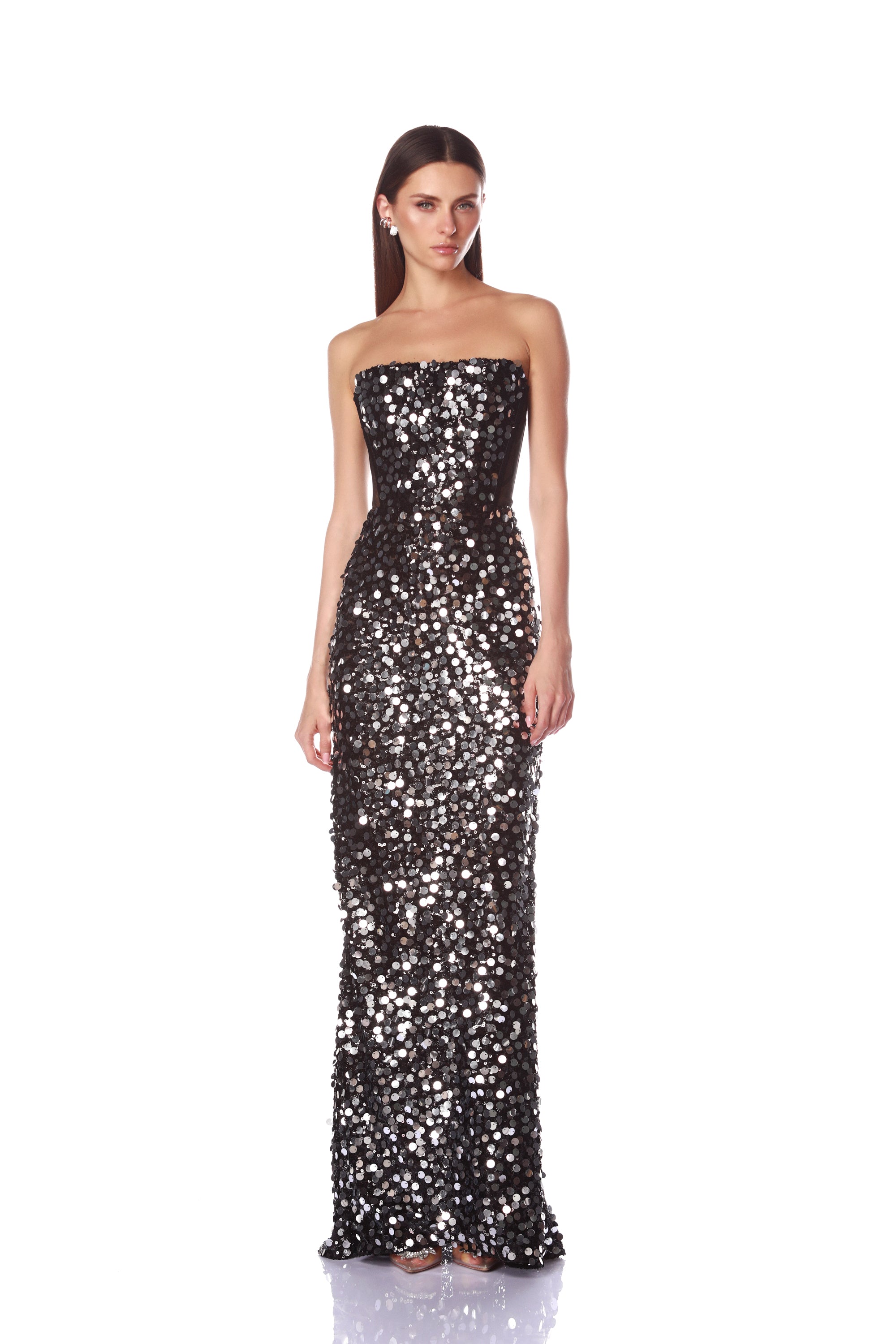 Farah Black Sequin Maxi Dress