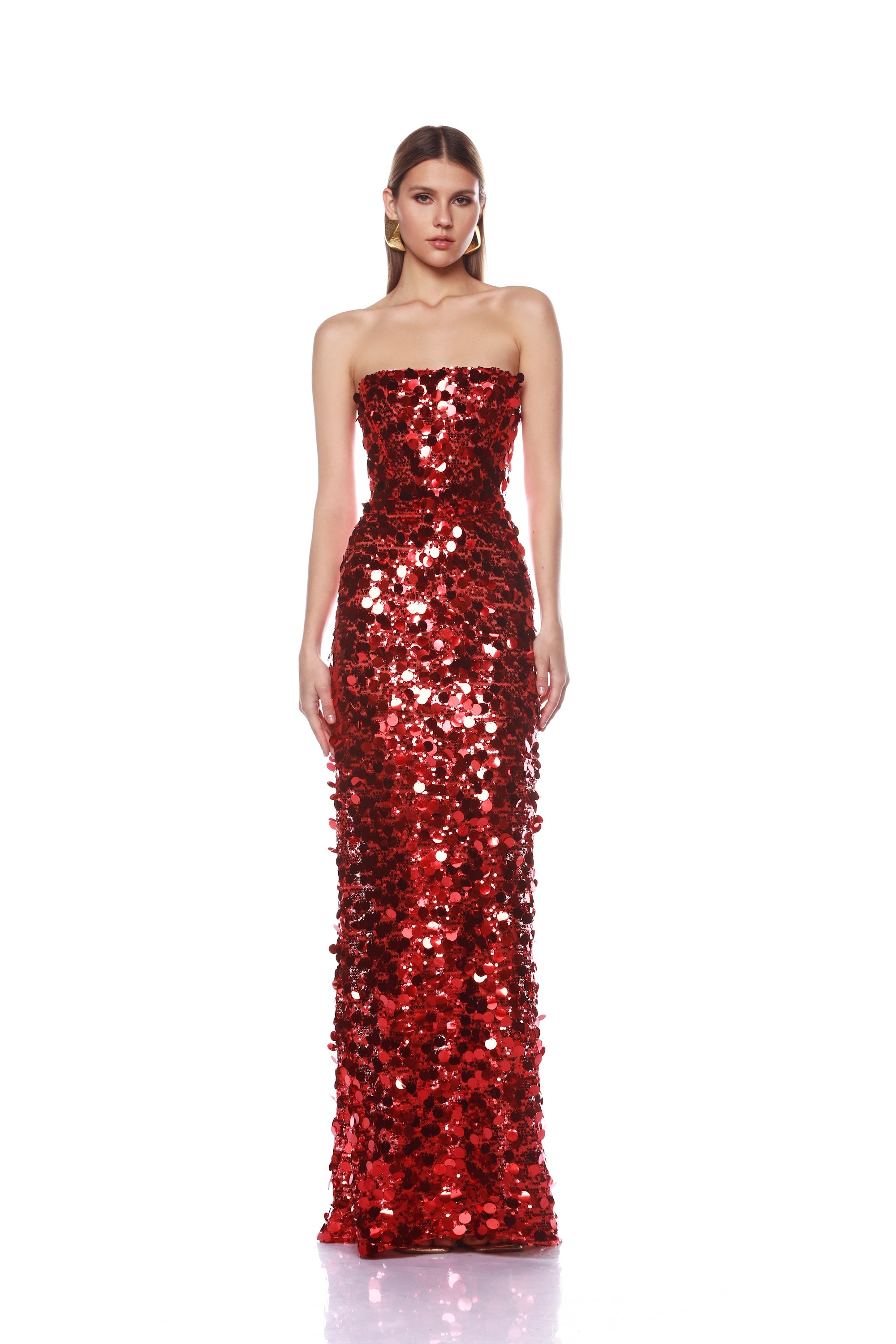 Farah Red Strapless Gown