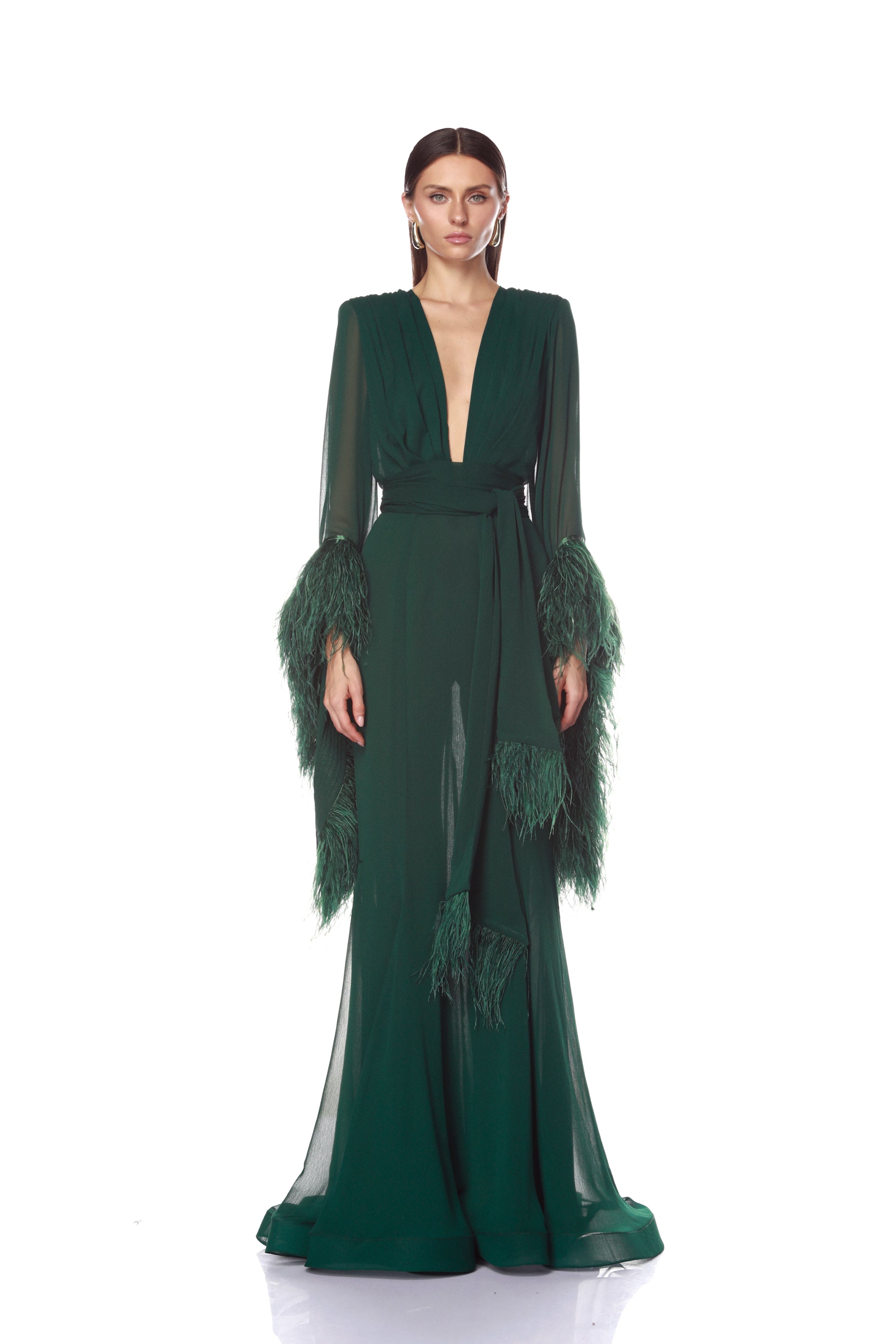 bronx and banco geisha maxi dress Geisha V-Neck Green Gown