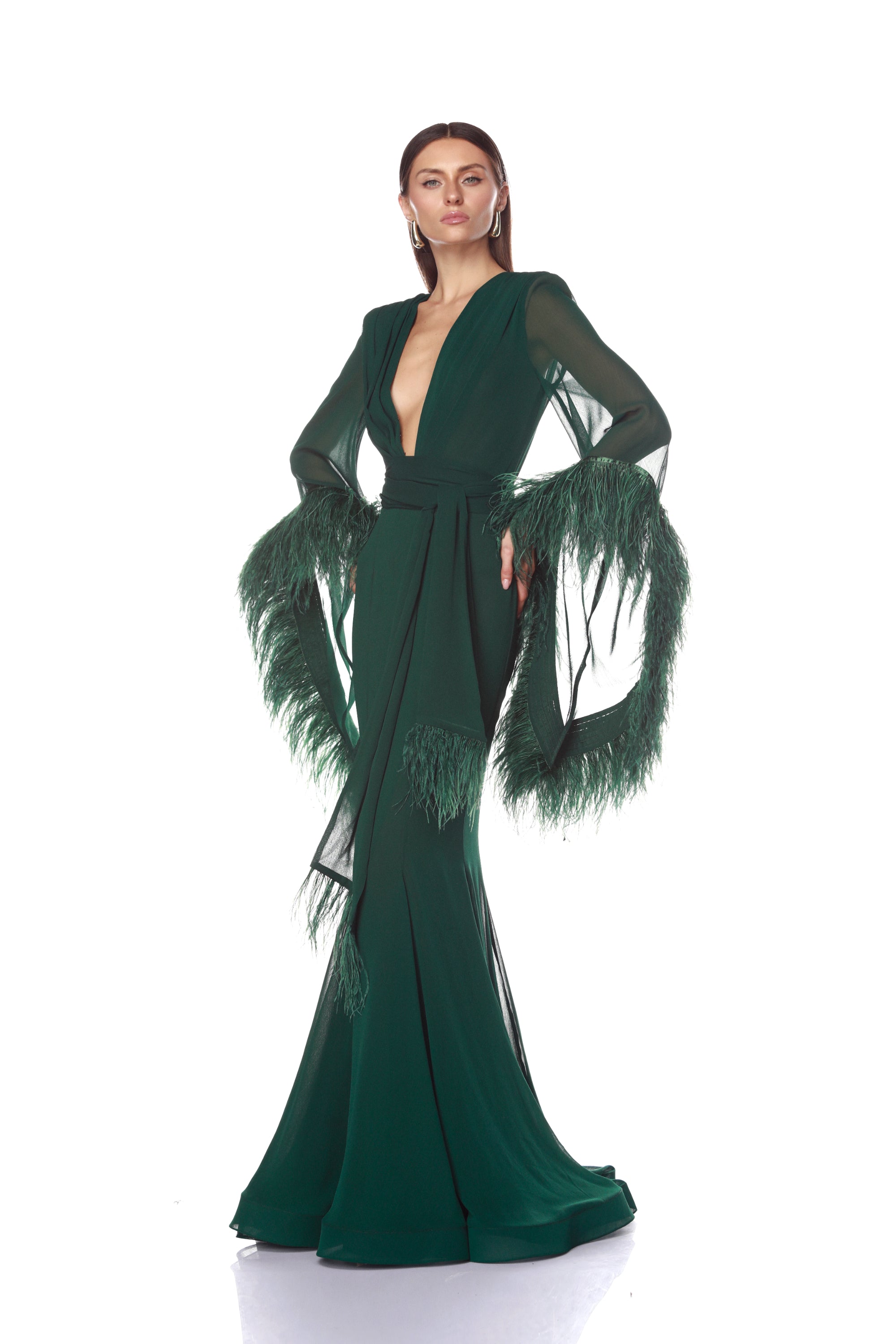 bronx and banco geisha maxi dress Geisha V-Neck Green Gown