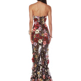 Jasmine Multi Floral Strapless Gown