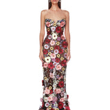 Jasmine Multi Floral Strapless Gown