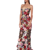 Jasmine Multi Floral Strapless Gown