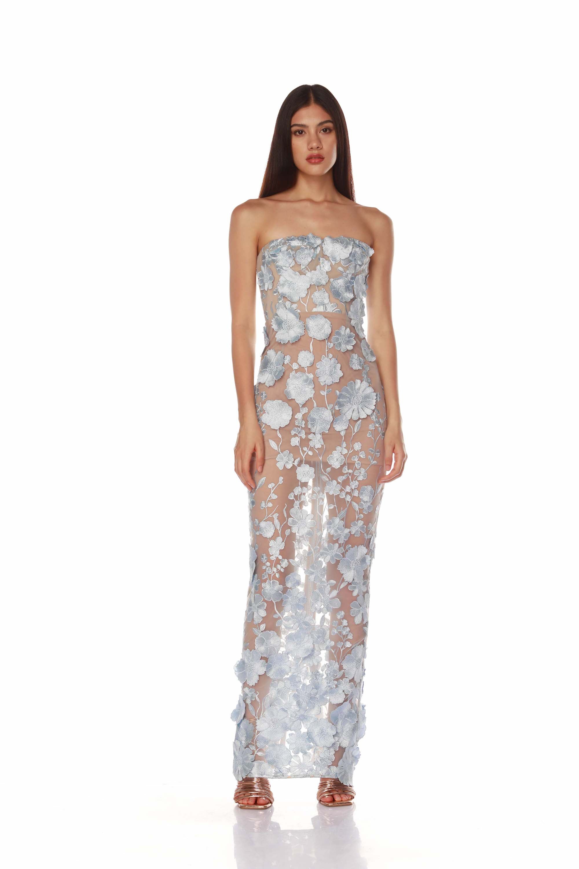 bronx banco dress Jasmine Powder Blue Maxi Dress