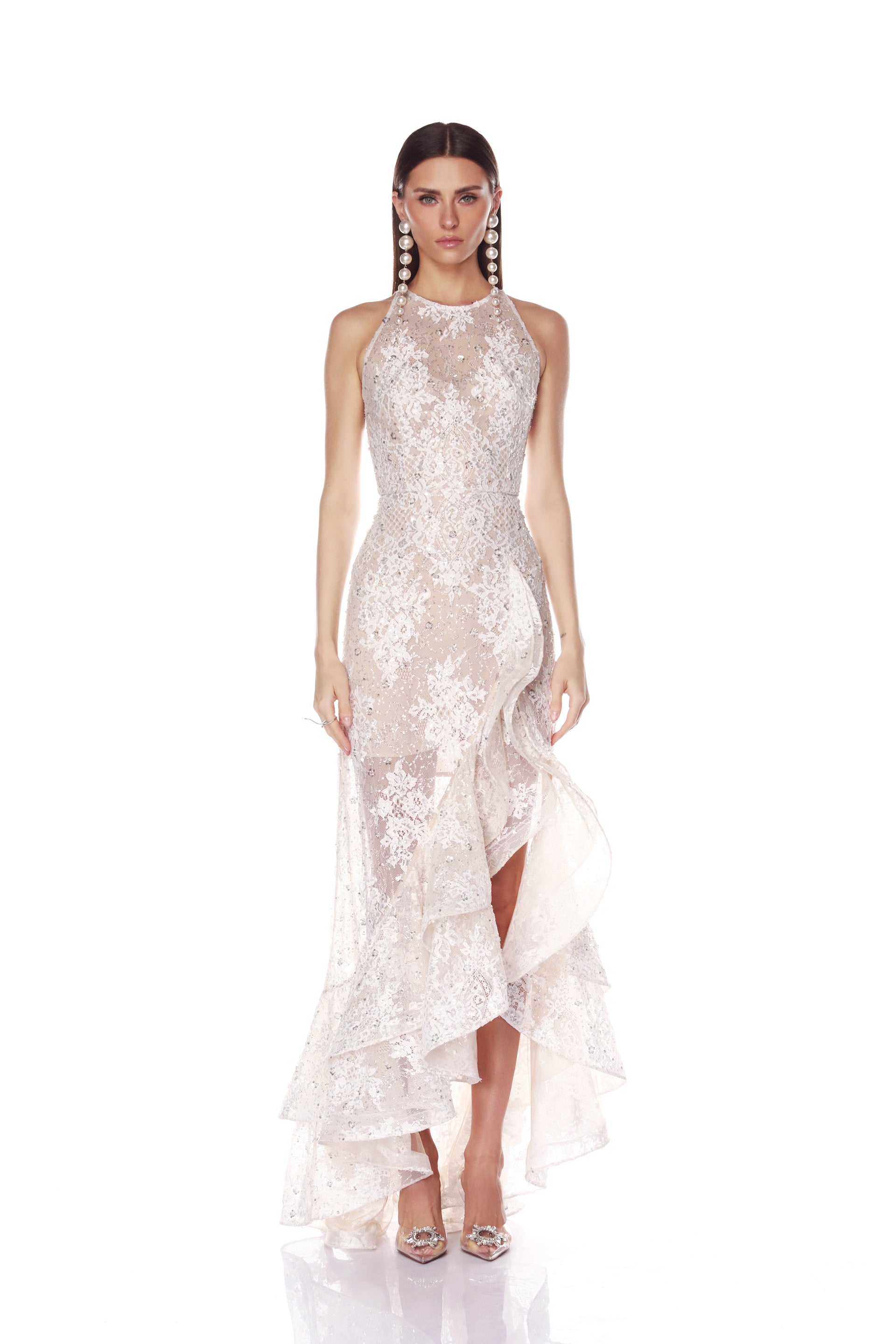 Sicilia Silver Sequin Maxi Dress