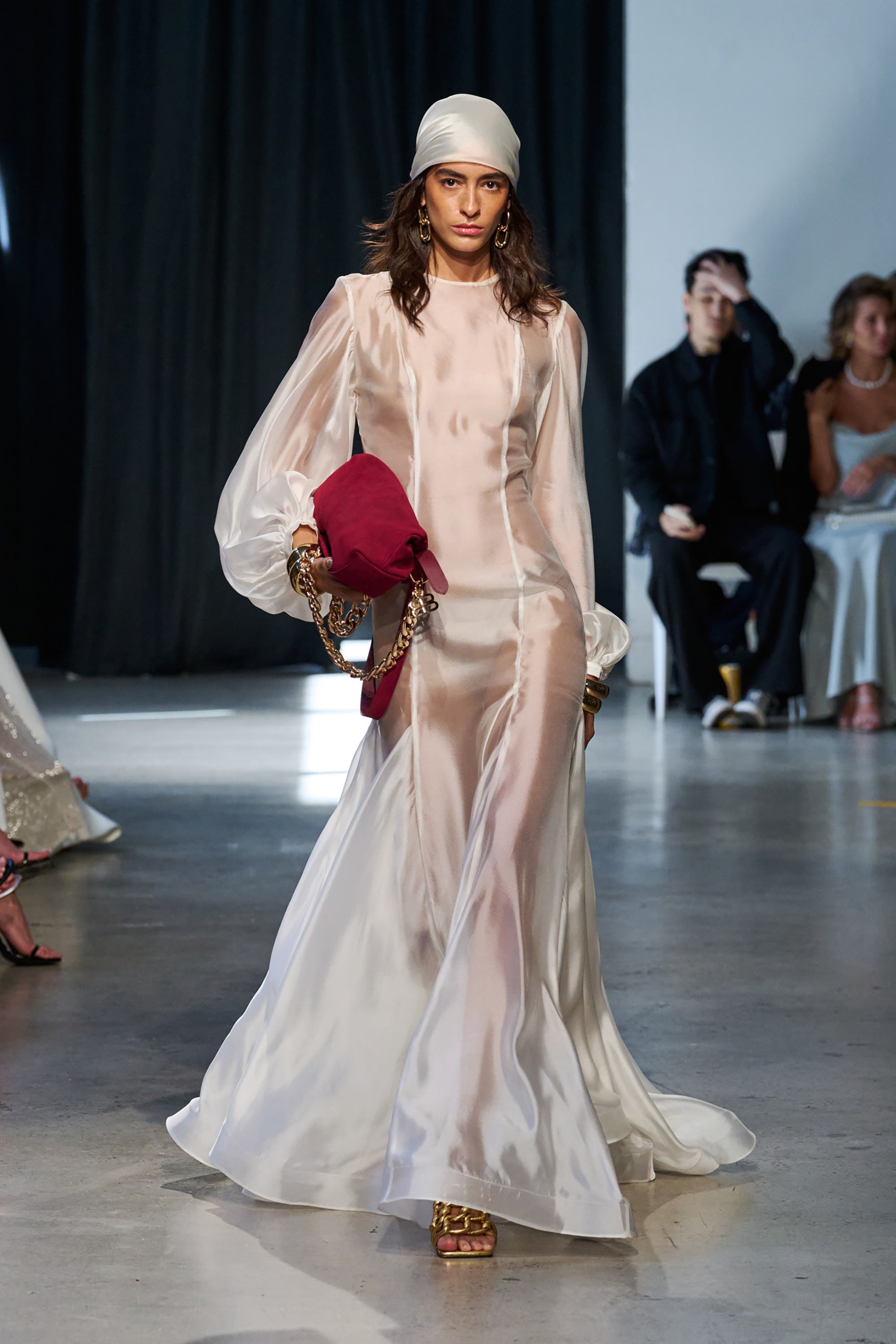 bronx and banco lika belted asymmetric ruffle dress Long Sleeves Fitted Bodice Navy Gown – John Paul Ataker main image 0