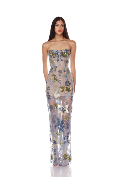 Dahlia Baby Blue Multi Maxi Dress