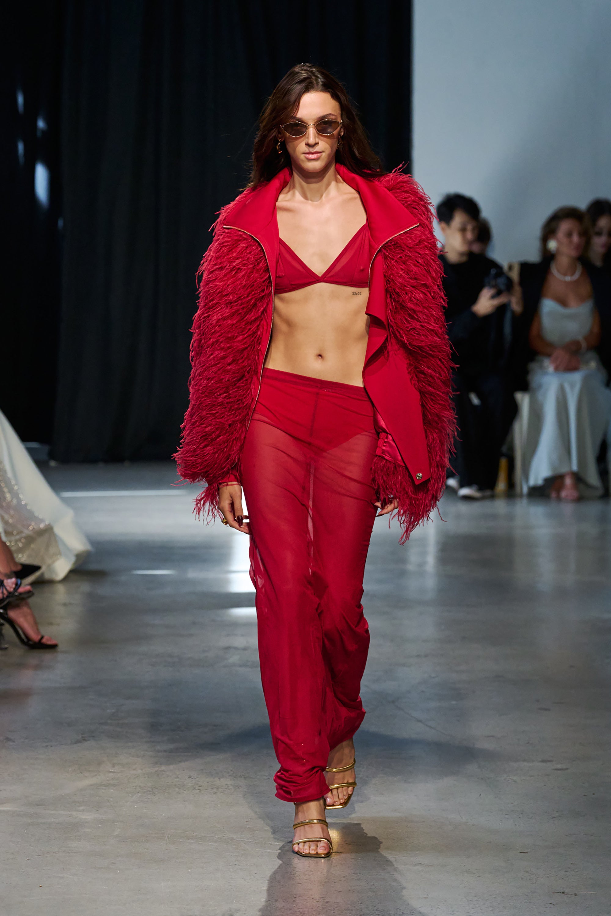 Marlowe Ruby Feather Bomber Jacket