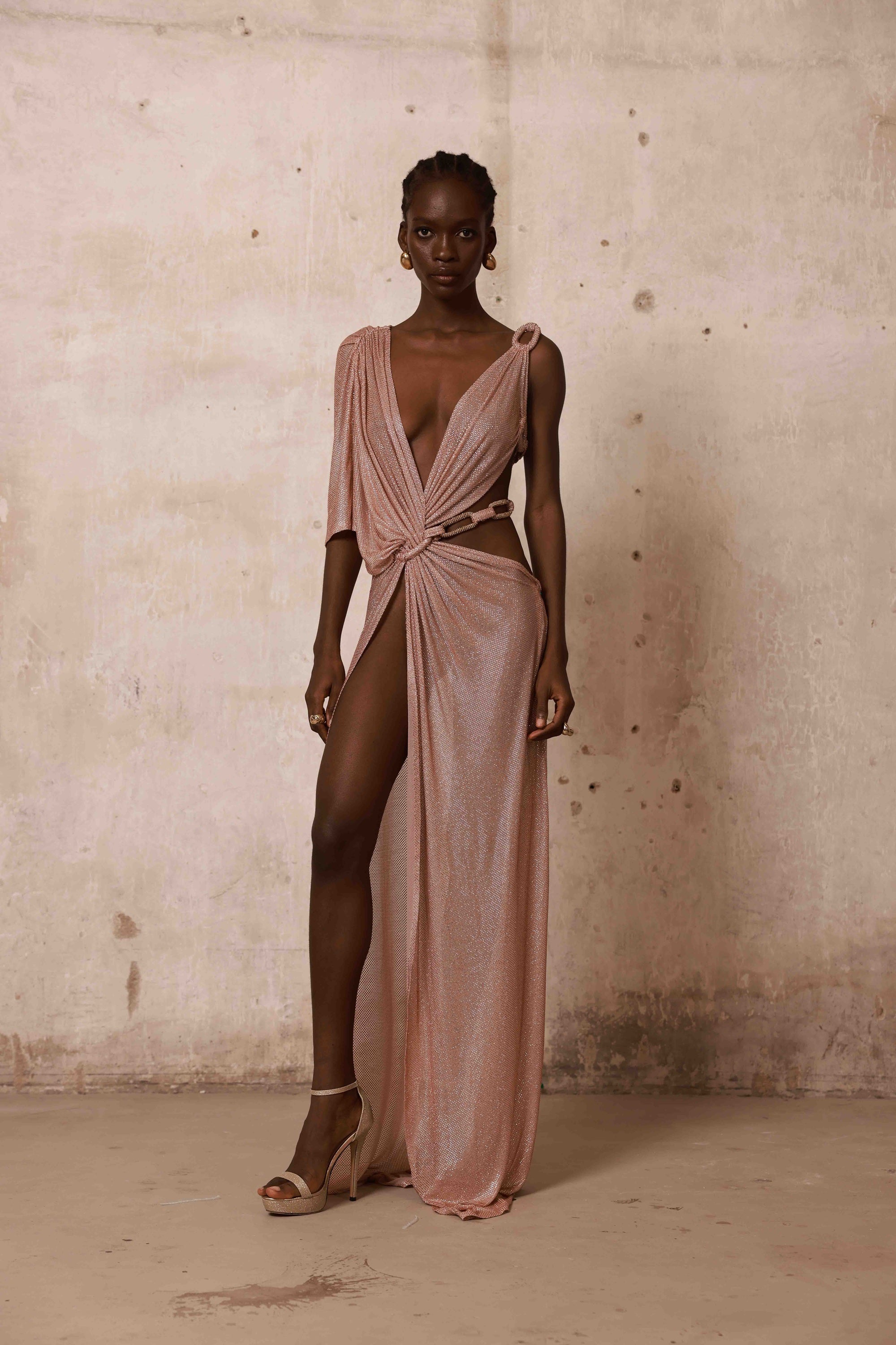 Morocco Asymmetrical Diamond Gown