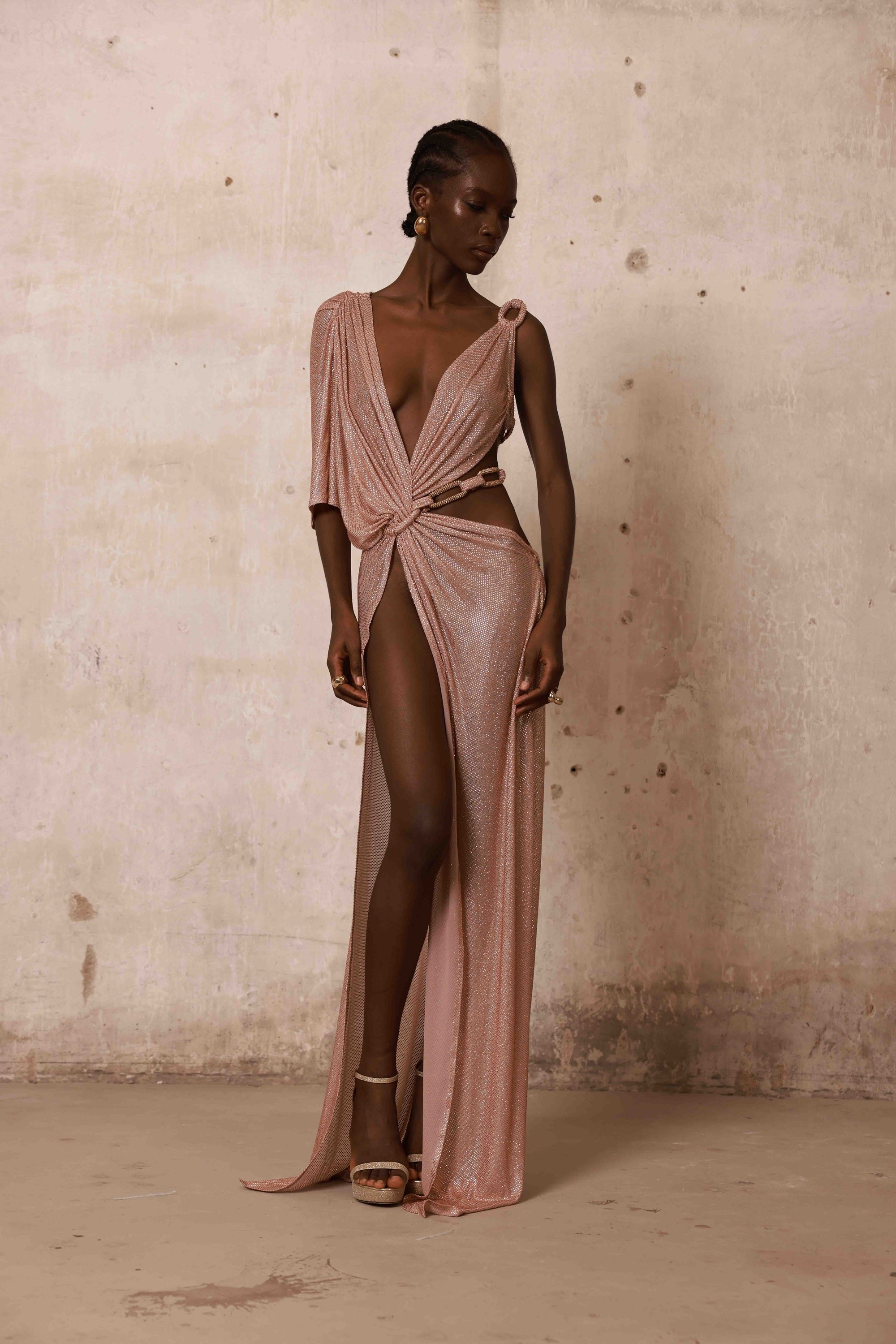 Morocco Asymmetrical Diamond Gown
