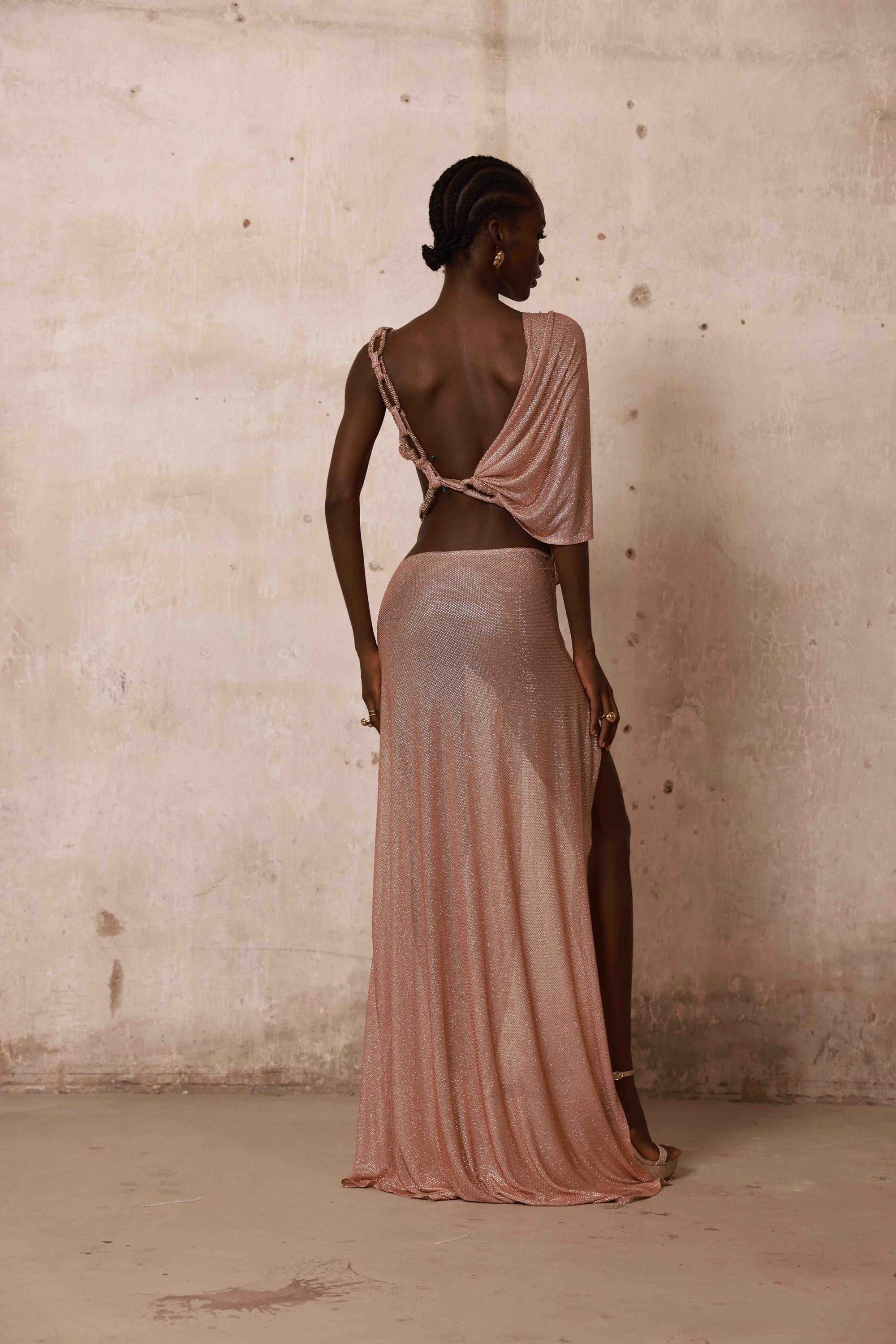 Morocco Asymmetrical Diamond Gown