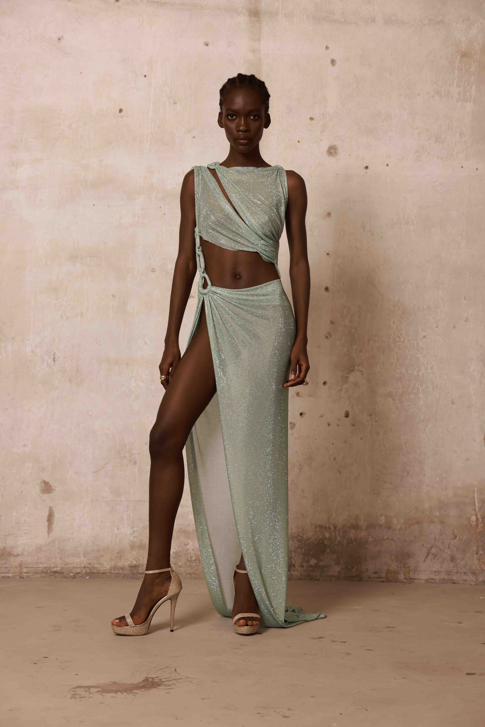 Morocco Sleeveless Cutout Diamond Gown