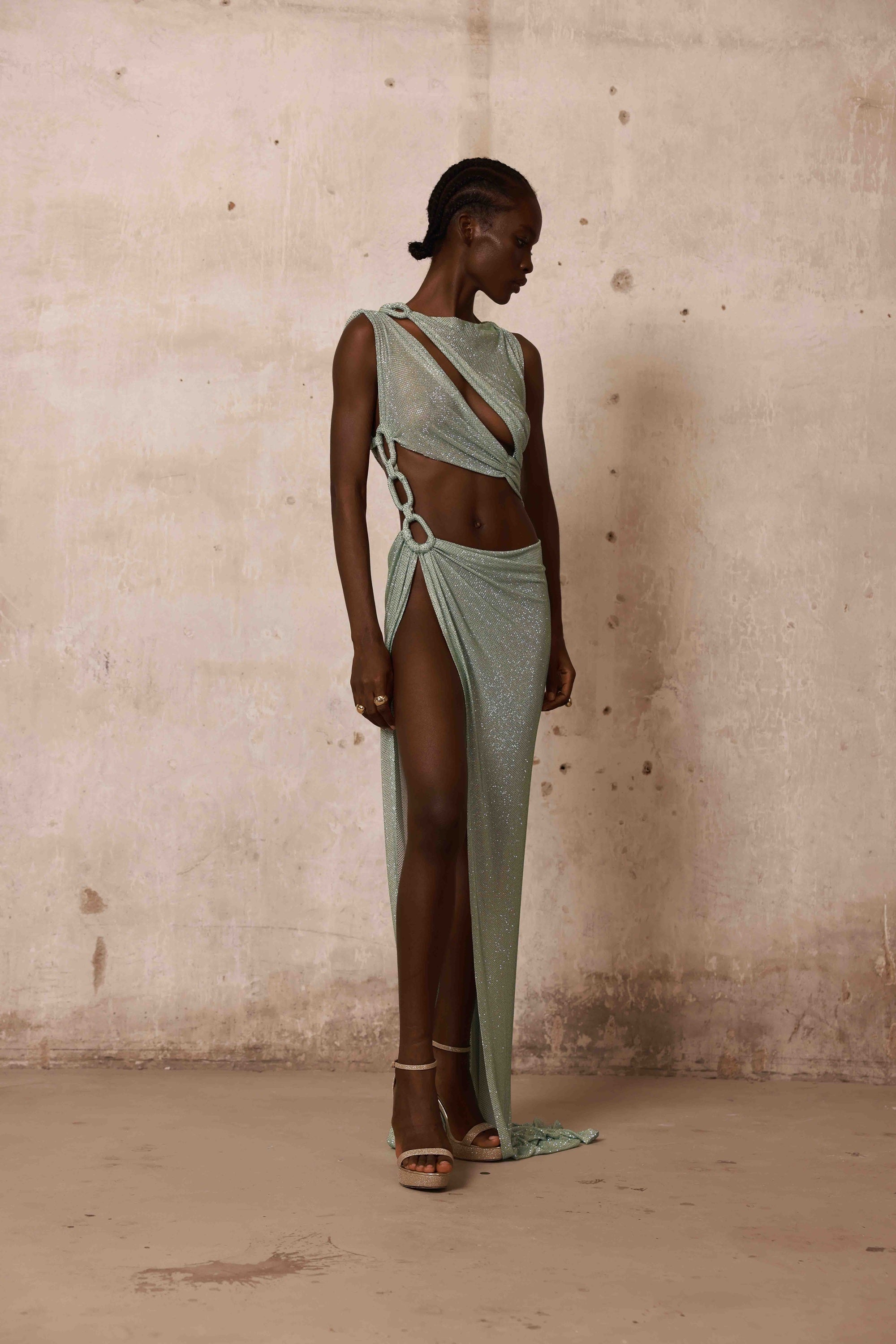 Morocco Sleeveless Cutout Diamond Gown