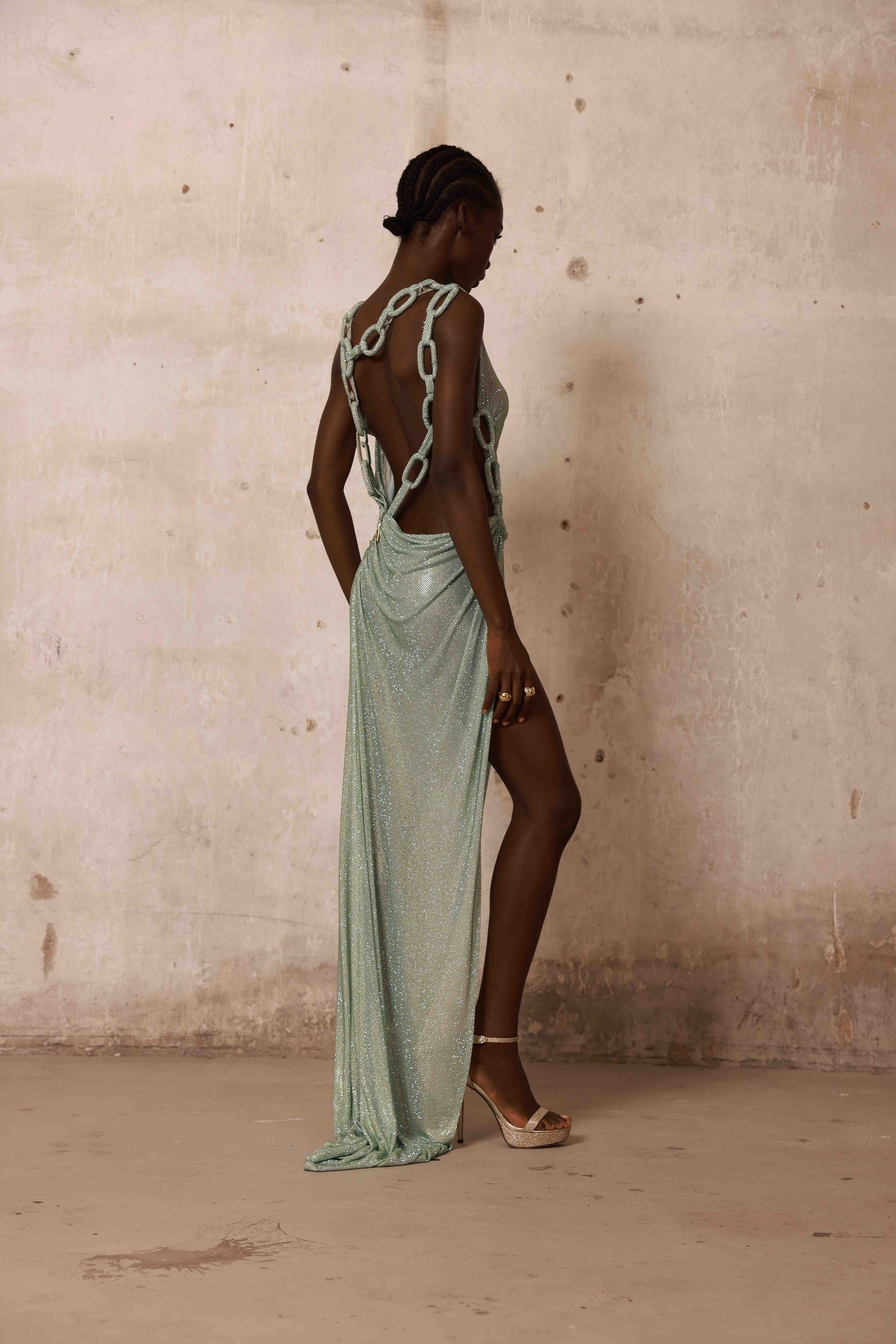 Morocco Sleeveless Cutout Diamond Gown