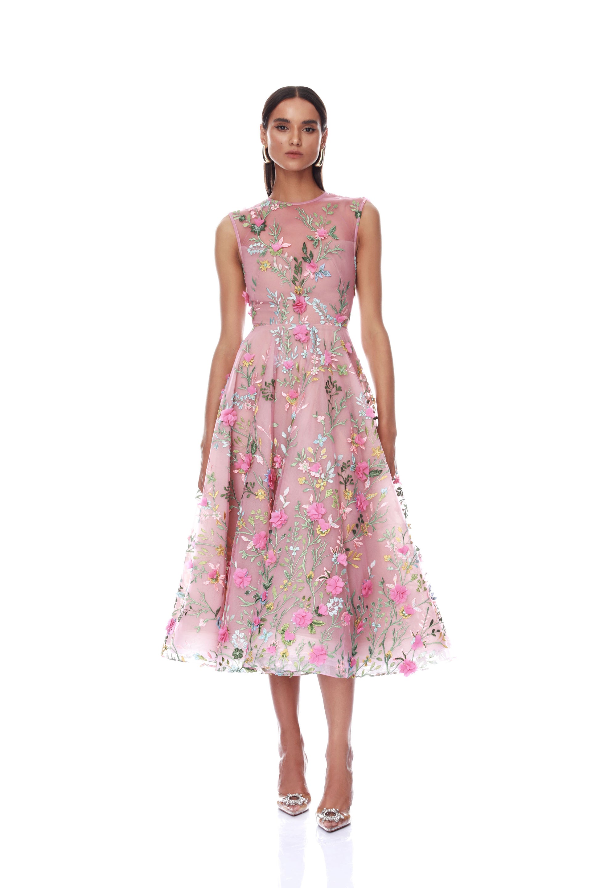 Blossom Saba Embroidered Blush Midi Dress Blossom Saba Embroidered Blush Midi Dress