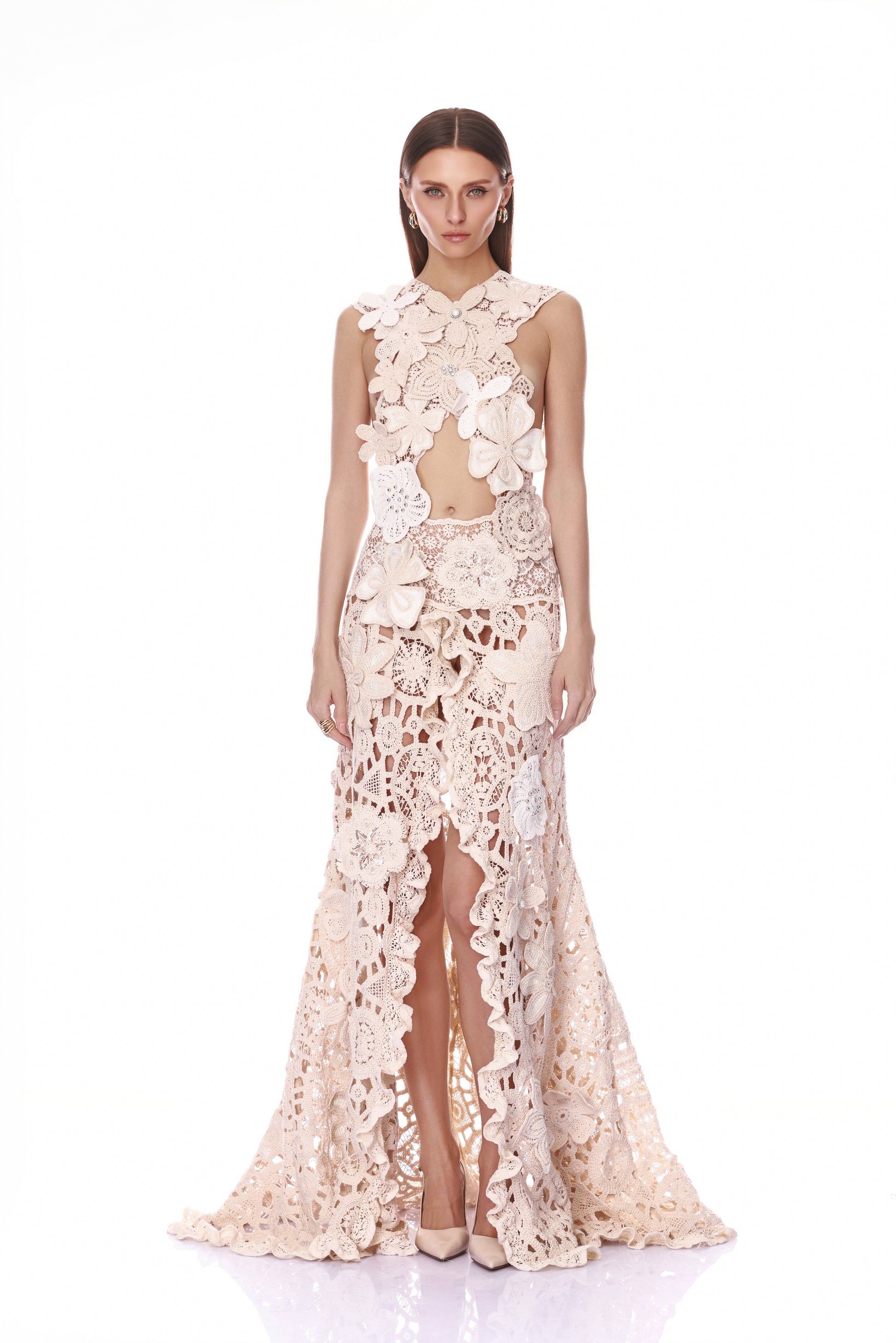 bronx and banco lace dress Naia Blanc Gown | La Danse Blanche Item:3 Pc. CK Set (CK. Bed + Nightstand + Chest) LACIKOSZ Black Heels Walking scalloped hem Model is lapel dress