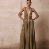 Zuri Sage Cutout Gown